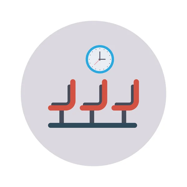 Icono Plano Del Aeropuerto Para Asiento Espera — Vector de stock