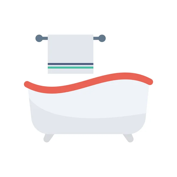 家用浴盆和毛巾装置平面图标 — 图库矢量图片