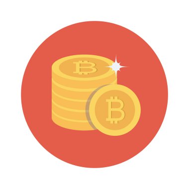 Bitcoin düz simgesi, vektör illüstrasyonu. Bitcoinler