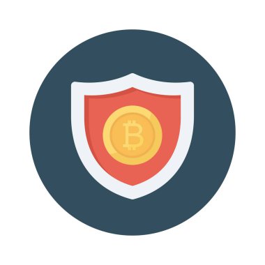 Bitcoin düz simgesi, vektör illüstrasyonu. kalkan