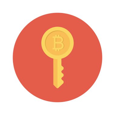 Bitcoin düz simgesi, vektör illüstrasyonu. anahtar
