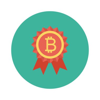 Bitcoin düz simgesi, vektör illüstrasyonu. Rozet