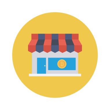Bitcoin düz simgesi, vektör illüstrasyonu. Dükkan