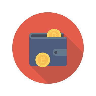 Bitcoin düz simgesi, vektör illüstrasyonu. cüzdan