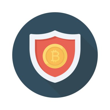 Bitcoin konsepti, düz ikon, vektör illüstrasyonu. kalkan