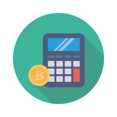 Bitcoin konsepti, düz ikon, vektör illüstrasyonu. hesap makinesi