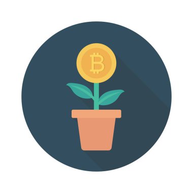 Bitcoin konsepti, düz ikon, vektör illüstrasyonu. Bitcoin fabrikası