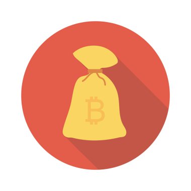 Bitcoin konsepti, düz ikon, vektör illüstrasyonu. çuval
