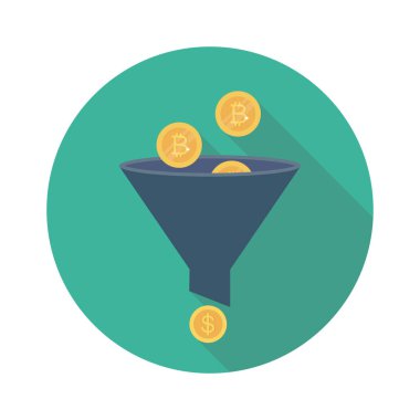 Bitcoin konsepti, düz ikon, vektör illüstrasyonu. filtre