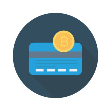 Bitcoin konsepti, düz ikon, vektör illüstrasyonu. kredi kartı
