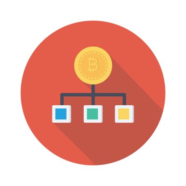 Bitcoin konsepti, düz simge, vektör illüstrasyonu. 