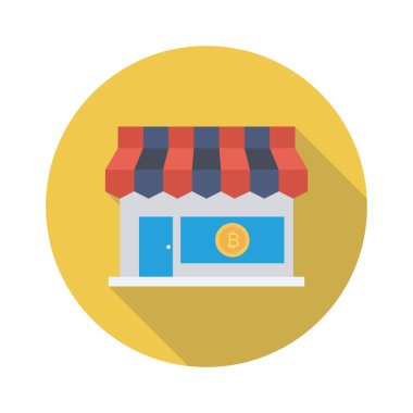 Bitcoin konsepti, düz ikon, vektör illüstrasyonu. Dükkan