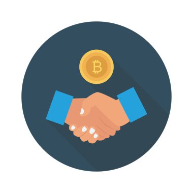 Bitcoin konsepti, düz ikon, vektör illüstrasyonu. tokalaşma