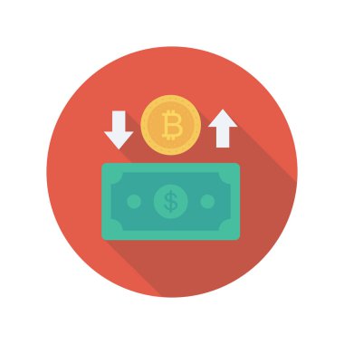 Bitcoin konsepti, düz simge, vektör illüstrasyonu. 