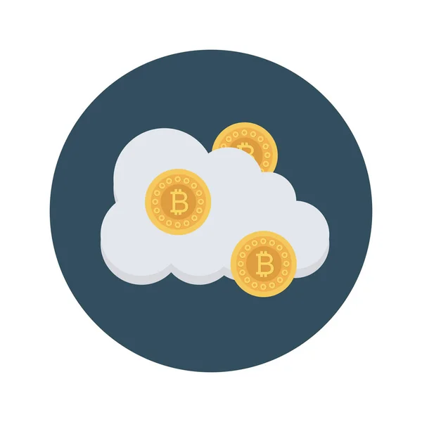 Bitcoin Icona Piatta Illustrazione Vettoriale Nuvola — Vettoriale Stock