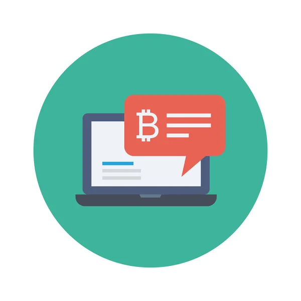 Ícone Plano Bitcoin Ilustração Vetorial Laptop — Vetor de Stock