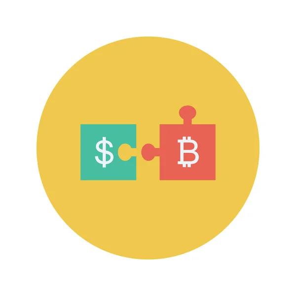 Bitcoin Flaches Symbol Vektorabbildung Rätsel Dollar Und Bitcoin — Stockvektor