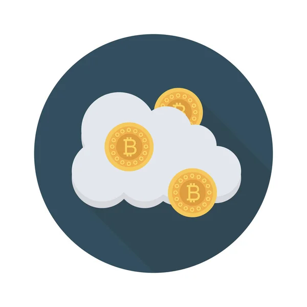 Concetto Bitcoin Icona Piatta Illustrazione Vettoriale Nuvola Con Bitcoin — Vettoriale Stock