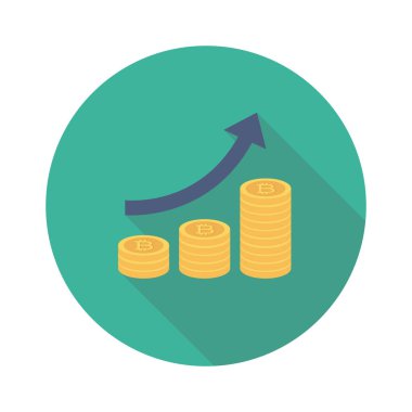 Bitcoin konsepti, düz ikon, vektör illüstrasyonu. büyüme