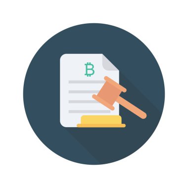 Bitcoin konsepti, düz ikon, vektör illüstrasyonu. hukuk