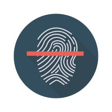 Bitcoin konsepti, düz ikon, vektör illüstrasyonu. parmak izi