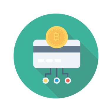 Bitcoin konsepti, düz ikon, vektör illüstrasyonu. kredi kartı