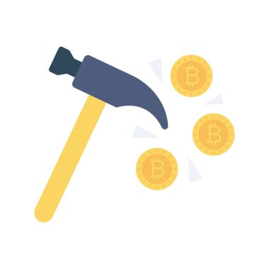 Bitcoin konsepti, düz ikon, vektör illüstrasyonu. Benim.