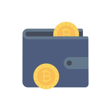 Bitcoin konsepti, düz ikon, vektör illüstrasyonu. cüzdan