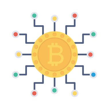 Bitcoin konsepti, düz simge, vektör illüstrasyonu. 