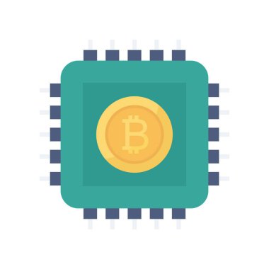 Bitcoin konsepti, düz simge, vektör illüstrasyonu. 