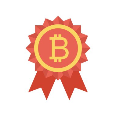 Bitcoin konsepti, düz ikon, vektör illüstrasyonu. etiket