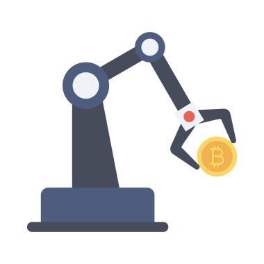 Bitcoin konsepti, düz simge, vektör illüstrasyonu. 