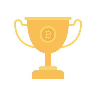 Bitcoin konsepti, düz ikon, vektör illüstrasyonu. ödül