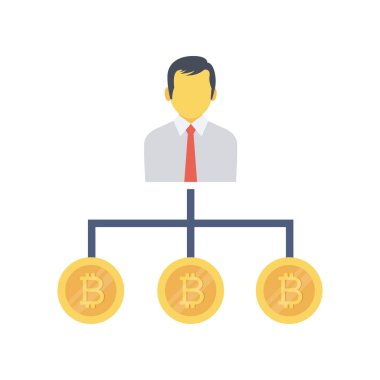 Bitcoin konsepti, düz simge, vektör illüstrasyonu. 