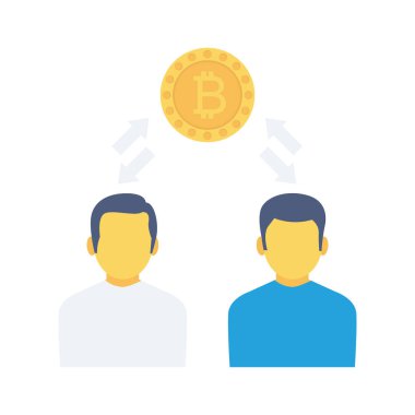 Bitcoin konsepti, düz simge, vektör illüstrasyonu. 