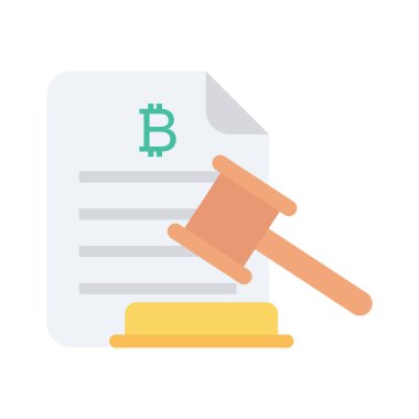 Bitcoin konsepti, düz ikon, vektör illüstrasyonu. hukuk