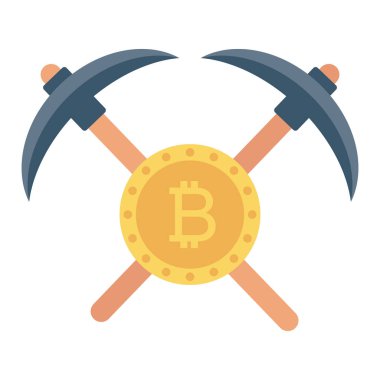 Bitcoin konsepti, düz ikon, vektör illüstrasyonu. Benim.