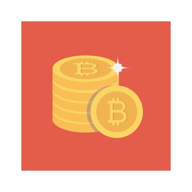 Bitcoin konsepti, düz simge, vektör illüstrasyonu. 