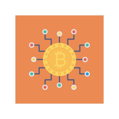 Bitcoin konsepti, düz simge, vektör illüstrasyonu. 