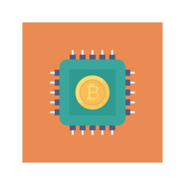 Bitcoin konsepti, düz simge, vektör illüstrasyonu. 