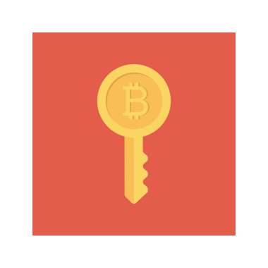 Bitcoin konsepti, düz ikon, vektör illüstrasyonu. Bitcoin anahtarı