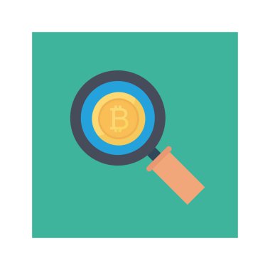 Bitcoin konsepti, düz simge, vektör illüstrasyonu. 