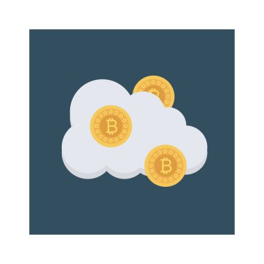 Bitcoin konsepti, düz ikon, vektör illüstrasyonu. Cloyd.