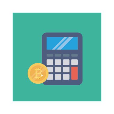Bitcoin konsepti, düz ikon, vektör illüstrasyonu. hesap makinesi