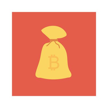 Bitcoin konsepti, düz ikon, vektör illüstrasyonu. çuval