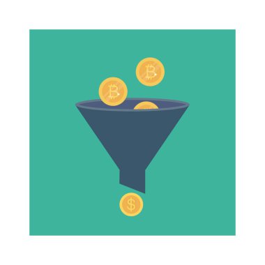 Bitcoin düz ikonu, vektör, illüstrasyon. filtre