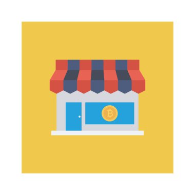 Bitcoin düz ikonu, vektör, illüstrasyon. Dükkan