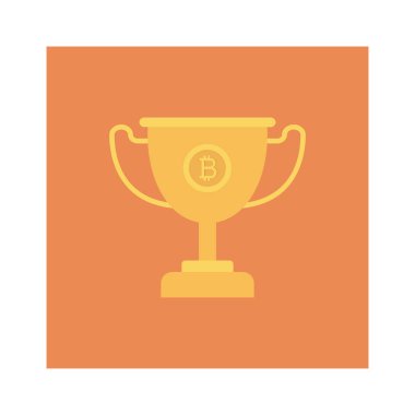 Bitcoin düz ikonu, vektör, illüstrasyon. ödül