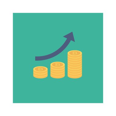 Bitcoin düz ikonu, vektör, illüstrasyon. büyüme