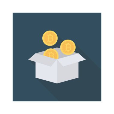 Bitcoin düz simgesi, vektör, illüstrasyon.  